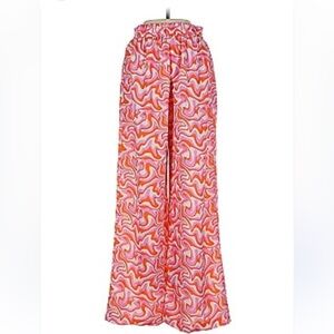 NWT WHY Dress Size Medium Vibrant Orange and Pink Retro Women's Wide Leg Pants‎